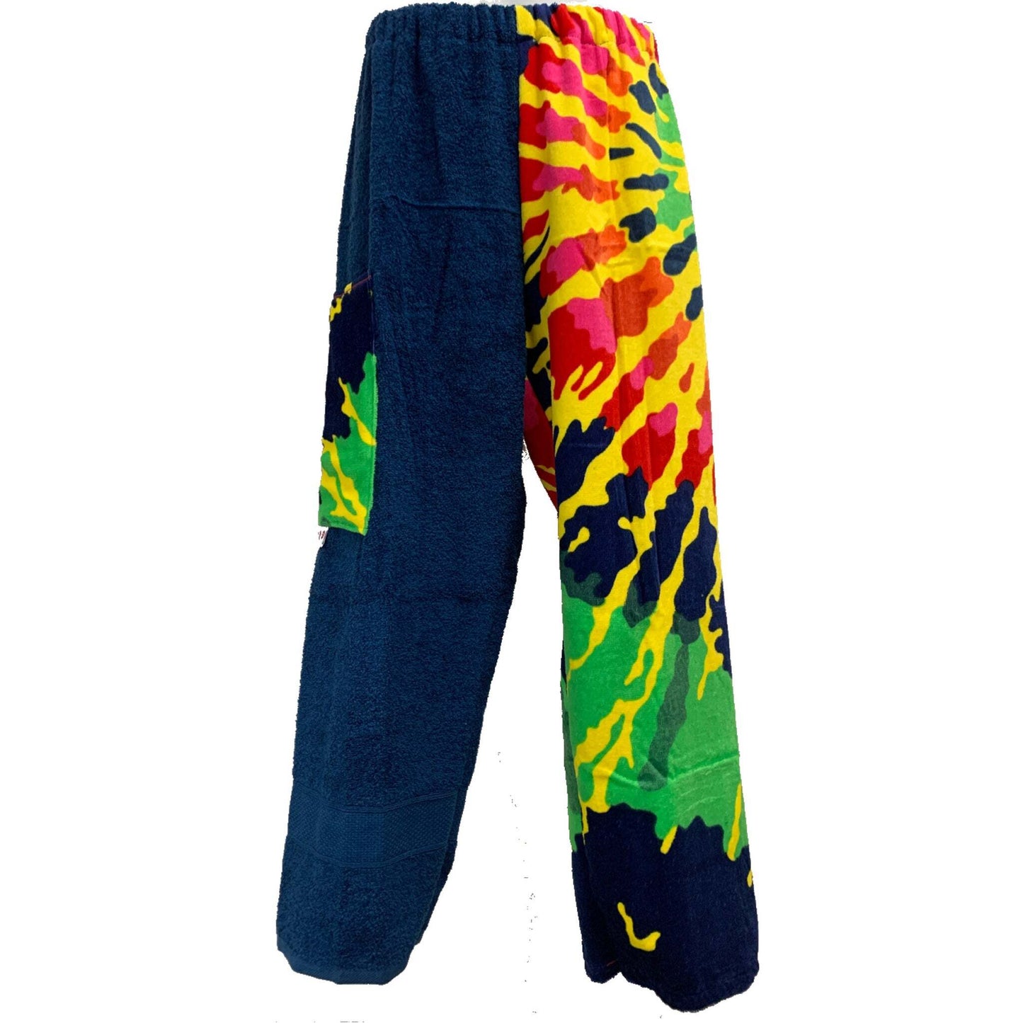 Large Navy Multi Tie Dye Towel Pants