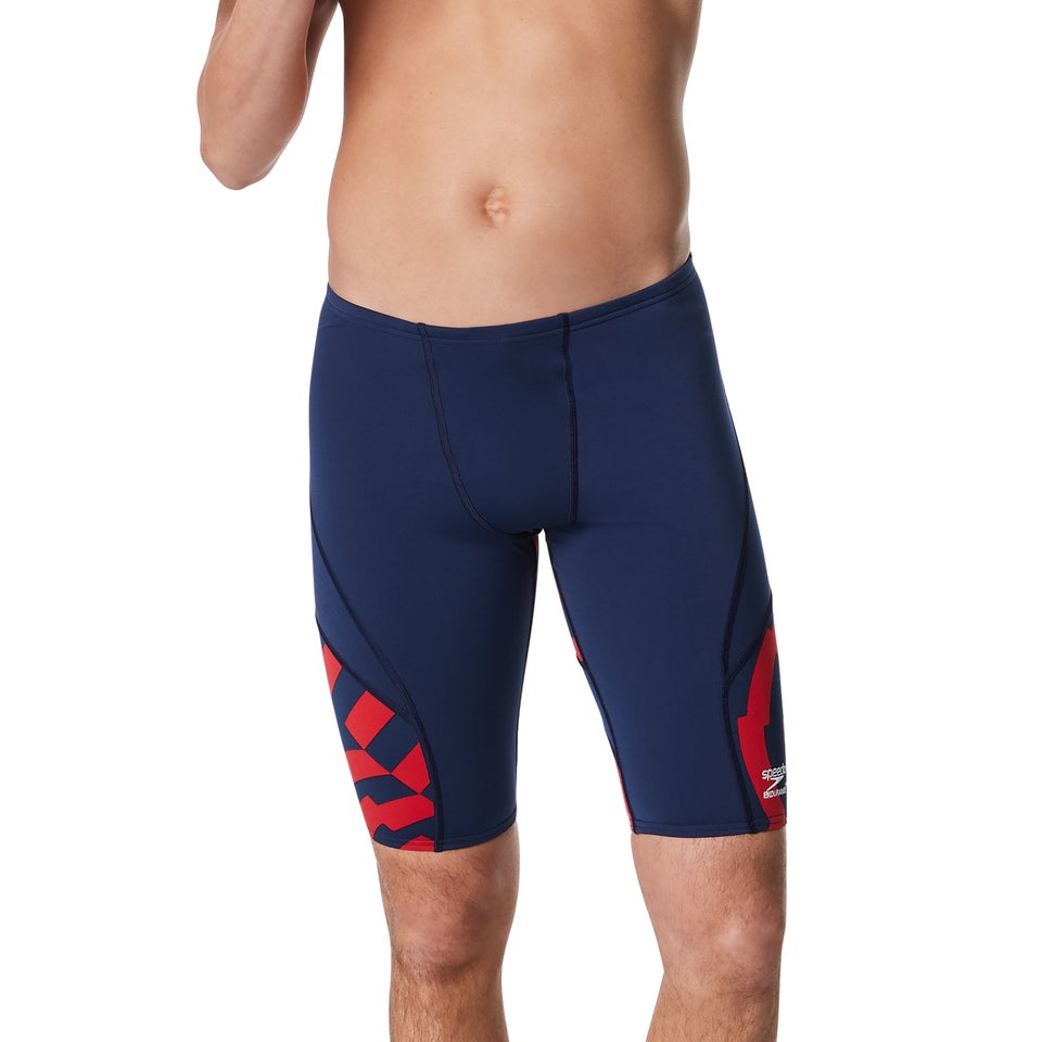 Speedo Navy/Red Vortex Maze Jammer Size 30