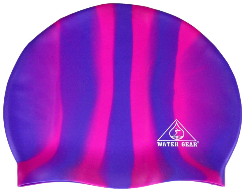 Water Gear Pink/Blue Jazz Silicone Swim Cap