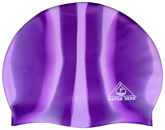 Water Gear Purple/White Jazz Silicone Swim Cap