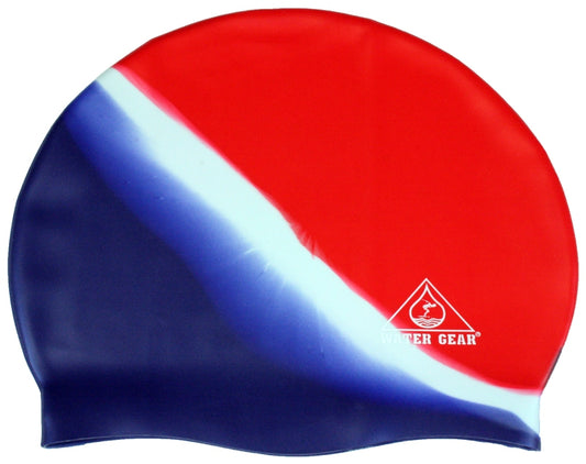 Water Gear Red/White/Blue Jazz Silicone Swim Cap