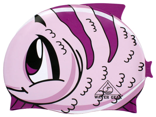 Water Gear Purple Fish Silicone Swim Cap
