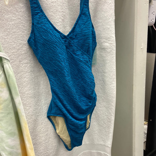 Penbrooke Dark Teal Blue One Piece Krinkle Suit Size 14