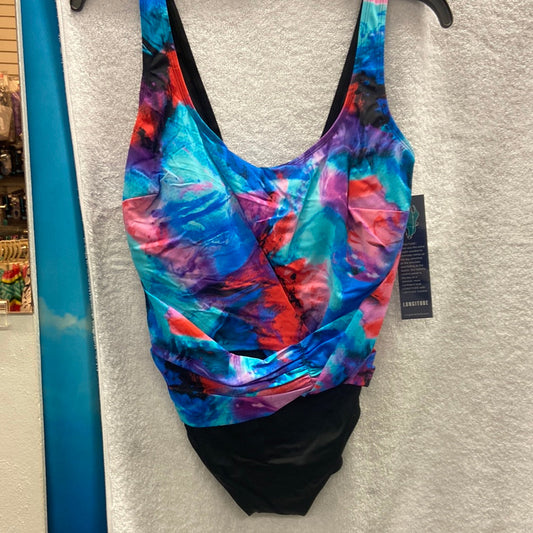 Longitude Paint Trip Twist Pull Sash Tank Blue Pink Multi Size 12