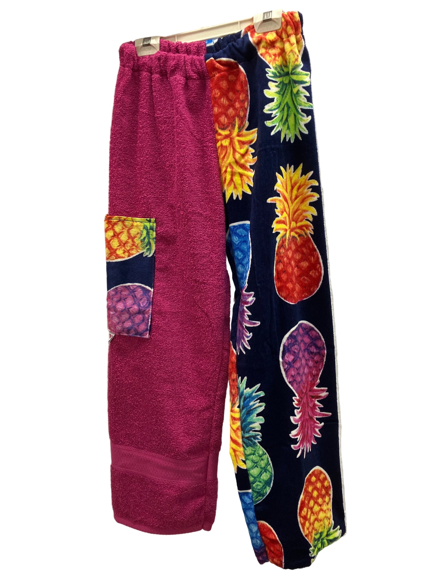 Raspberry/Navy Pineapple Towel Pants