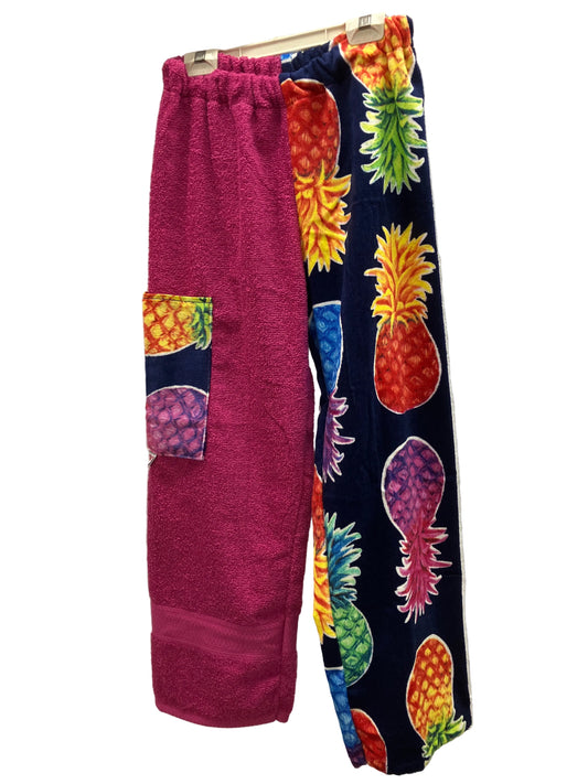 Raspberry/Navy Pineapple Towel Pants