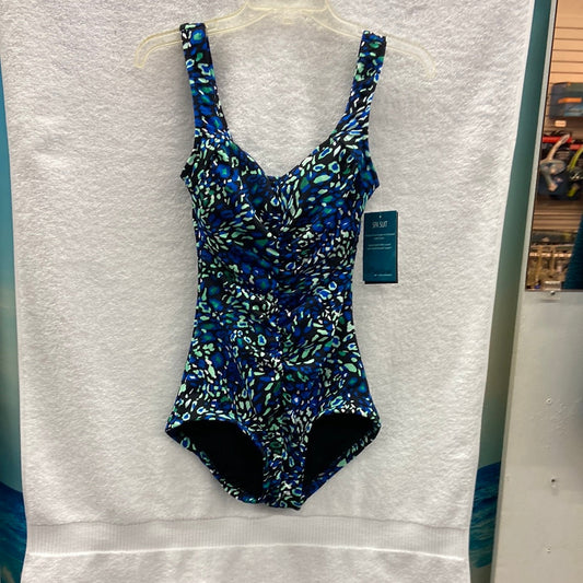 Maxine Printed Spa- Electric Safari Black Shirred Girl Leg Size 12