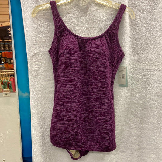 Penbrooke Eggplant Purple Front Attached Skirt Mastectomy One Piece Size 14