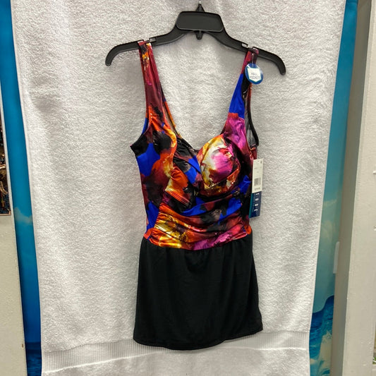 Longitude Royal Blue/Multi Twist Shirred Swimdress Size 16