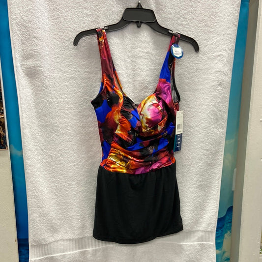 Longitude Royal Blue/Multi Twist Shirred Swimdress Size 18