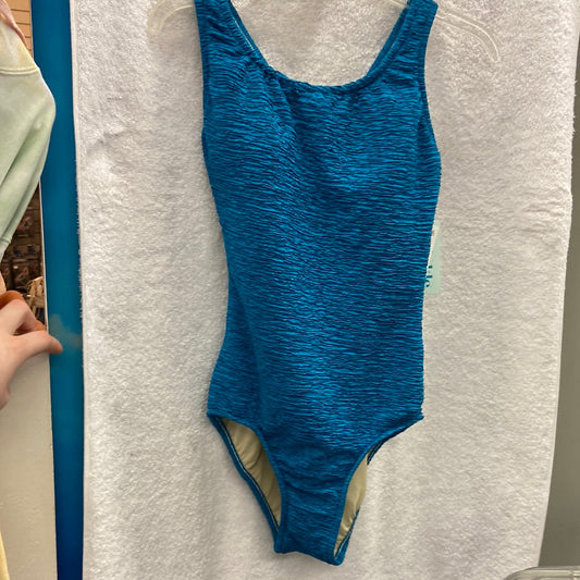 Penbrooke Dark Teal Blue Krinkle One Piece X Back Suit Size 14