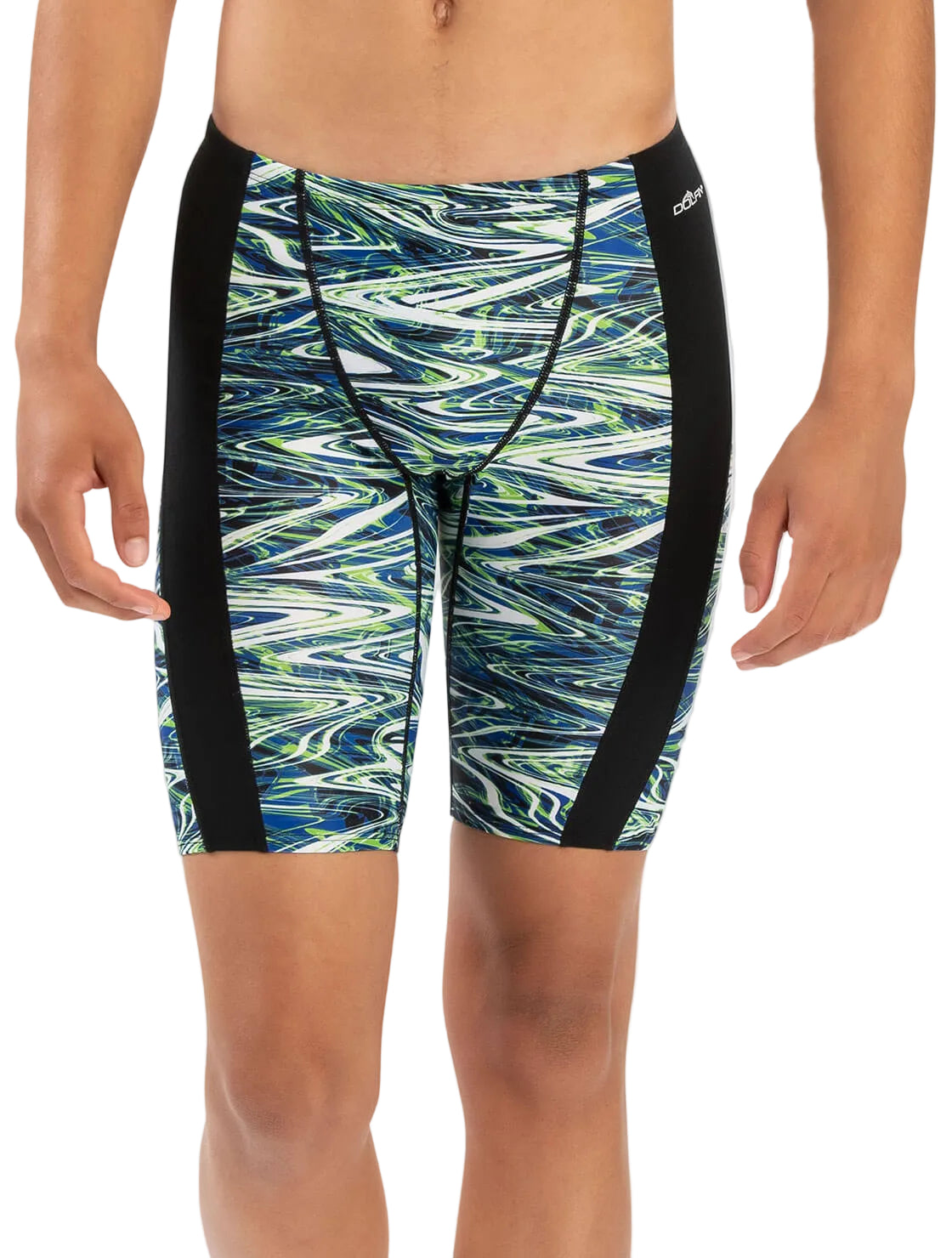 Dolfin Reliance Jet Stream Blue/Green Spliced Jammer Size 38