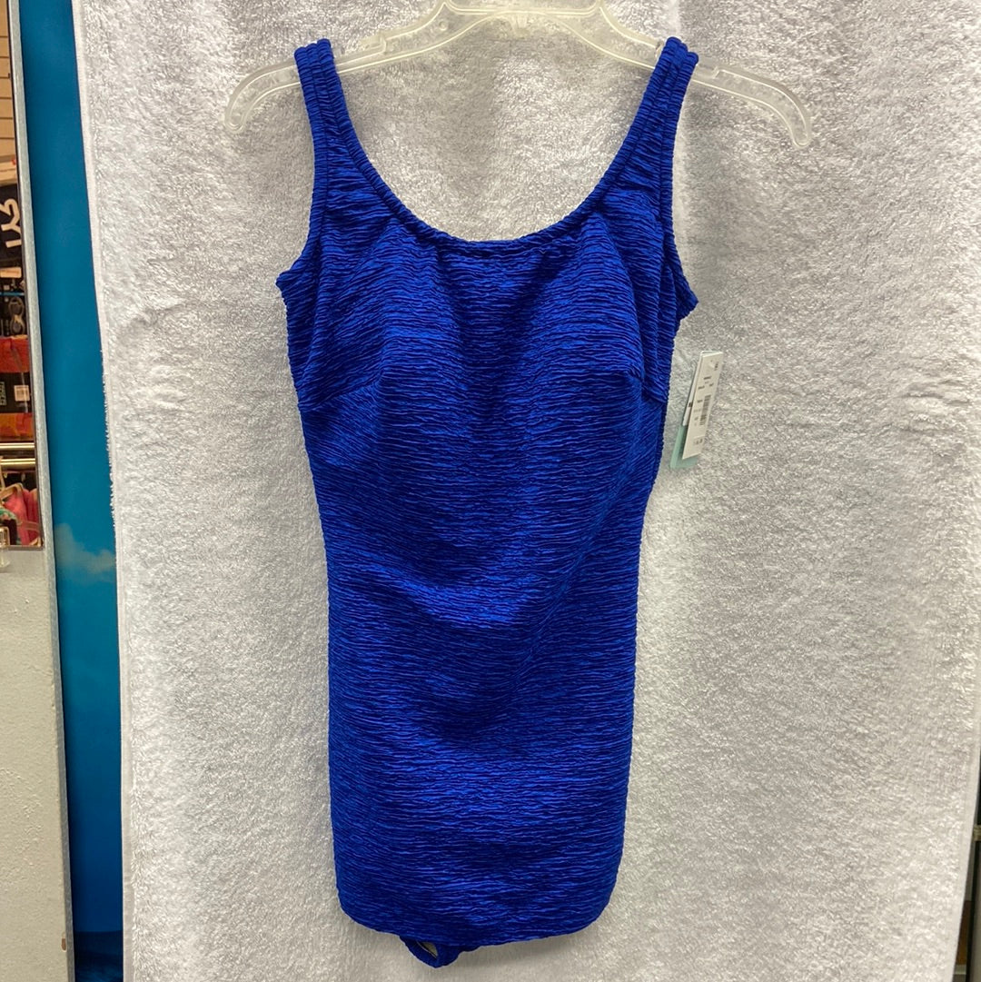 Penbrooke Front Attached Royal Blue Skirt Mastectomy One Piece Size 16