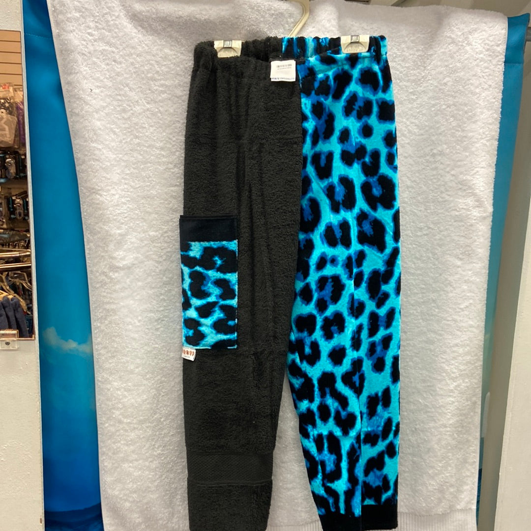 Small Black Cheetah Towel Pants