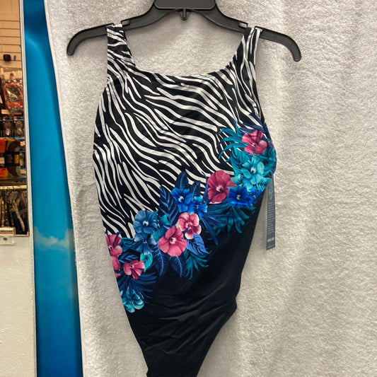 Longitude Glamour Floral Panel Scoop Back Highneck Black/Multi Size 10