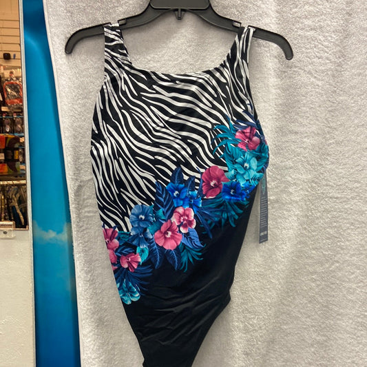 Longitude Glamour Floral Panel Scoop Back Highneck Black/Multi Size 14