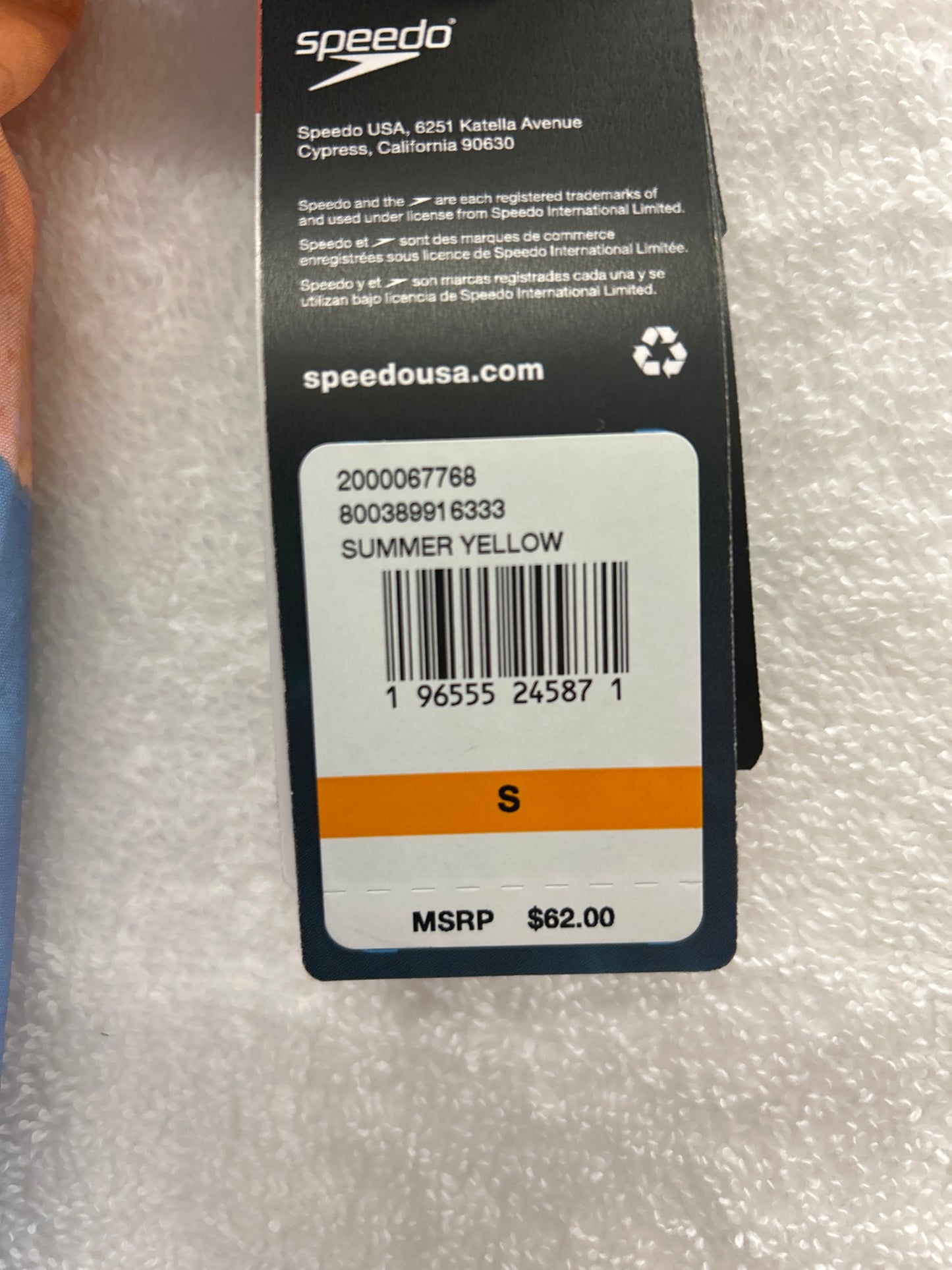 Speedo Summer Yellow Hydro Square Leg Yellow Size Small