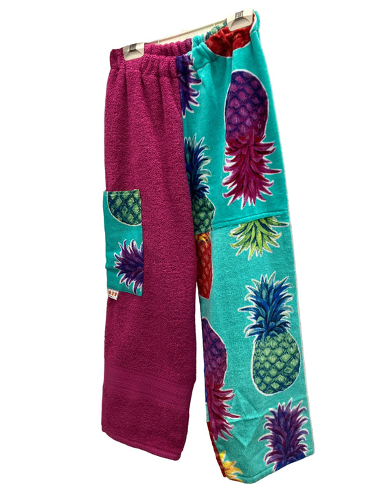Raspberry/Green Pineapple Towel Pants