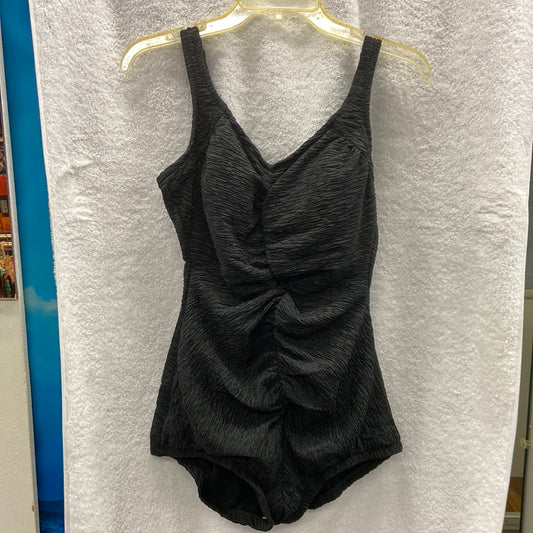 Penbrooke Krinkle Black One Piece Suit Size 14