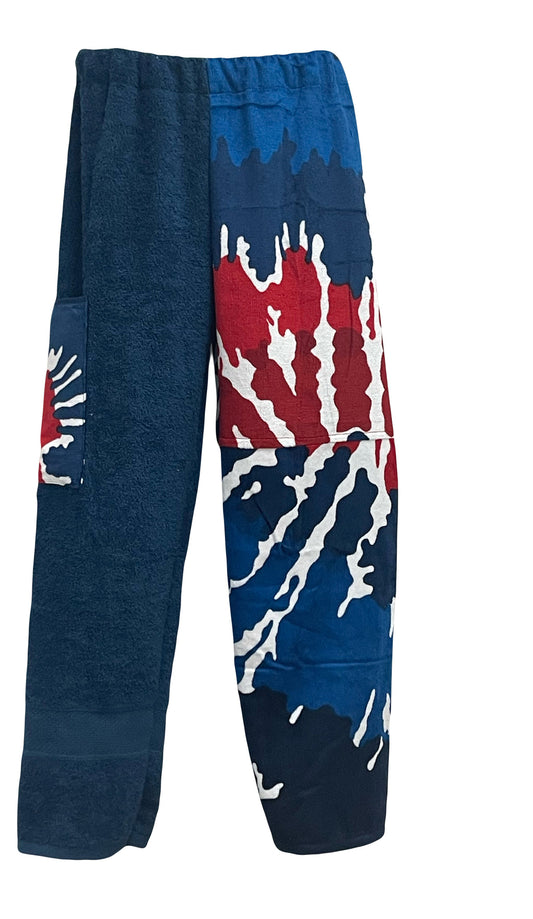 Navy Tie Dye Towel Pants