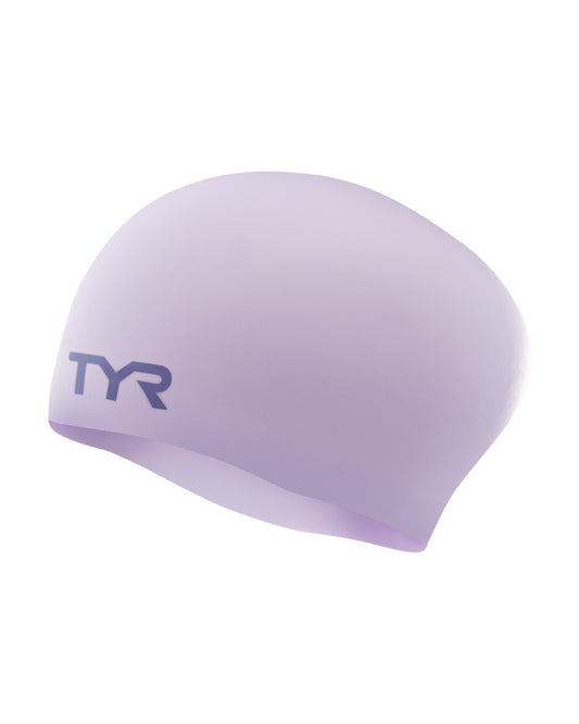 TYR Lavender Long Hair Wrinkle Free Silicone Swim Cap