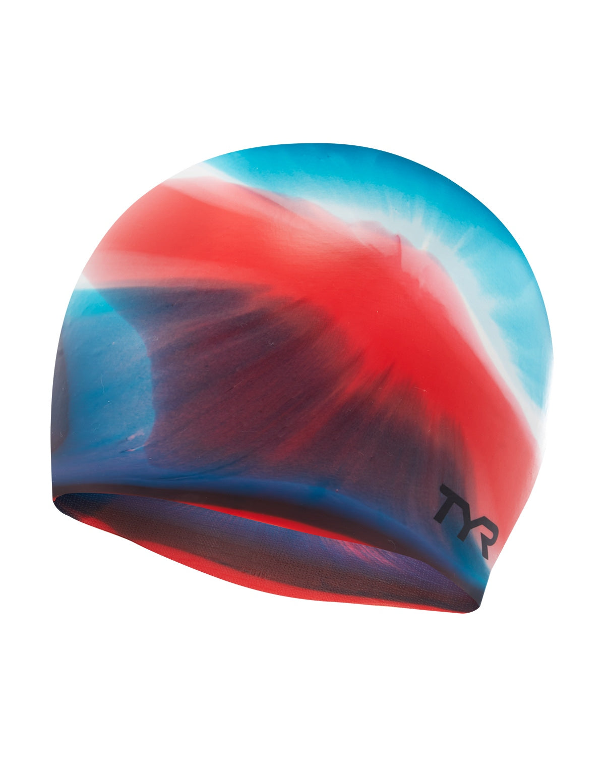 TYR Red/Navy Multi Color Silicone Swim Cap
