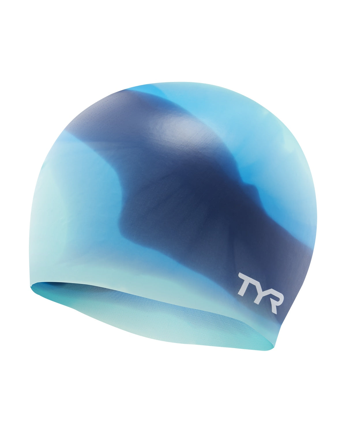 TYR Blue/Teal Multi Color Silicone Swim Cap