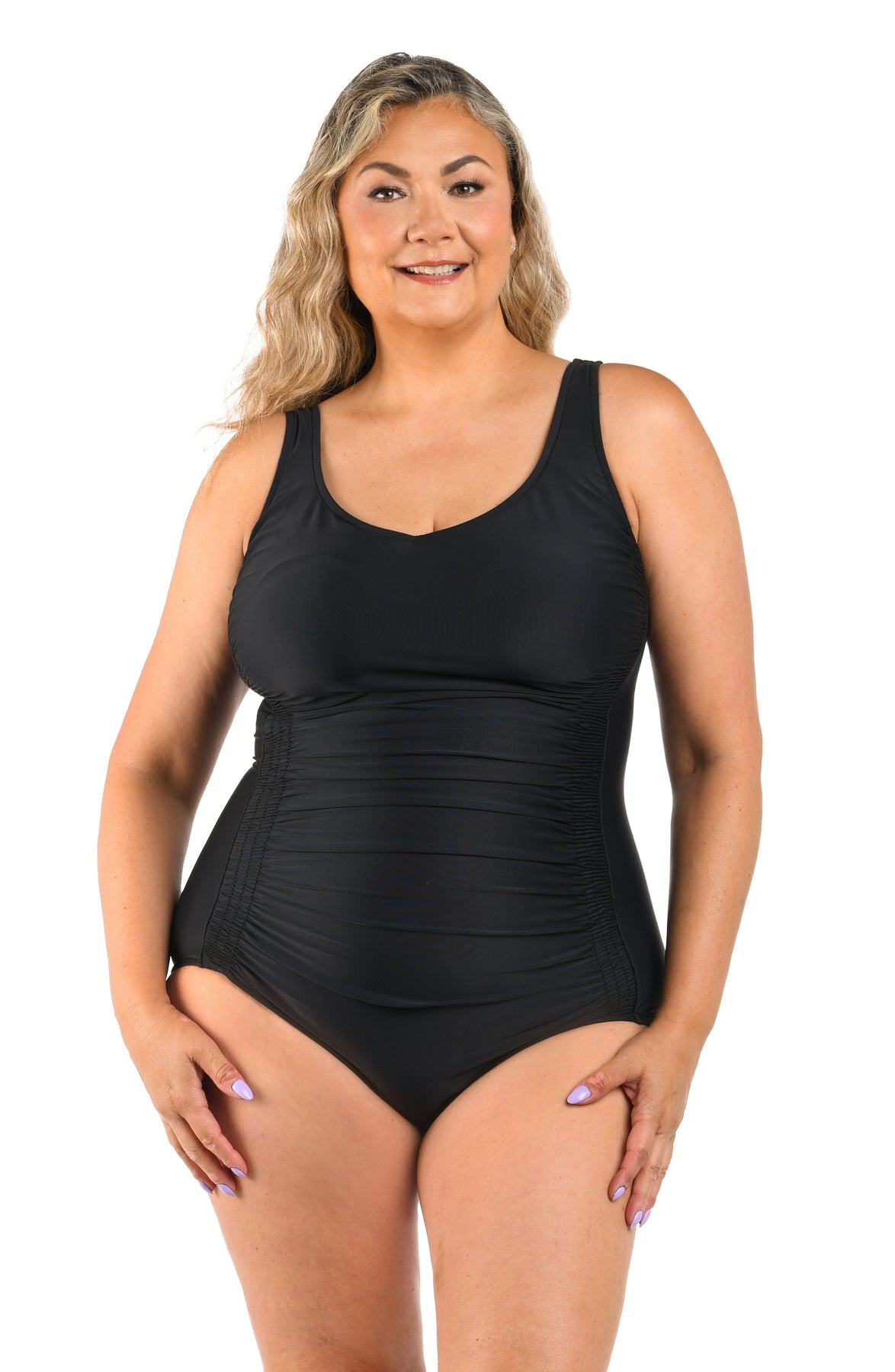 Maxine Solid Side Shirred One Piece