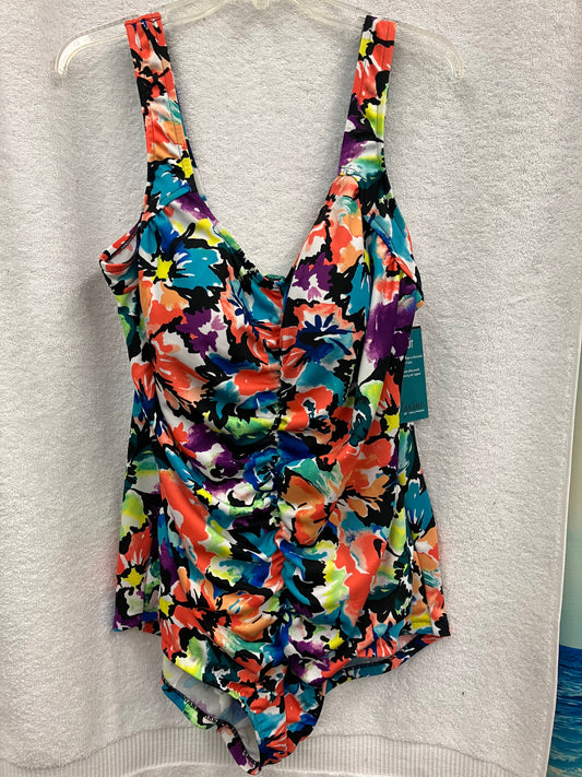 Maxine Multicolor Spa Plus Center Shirred Suit Size 24W