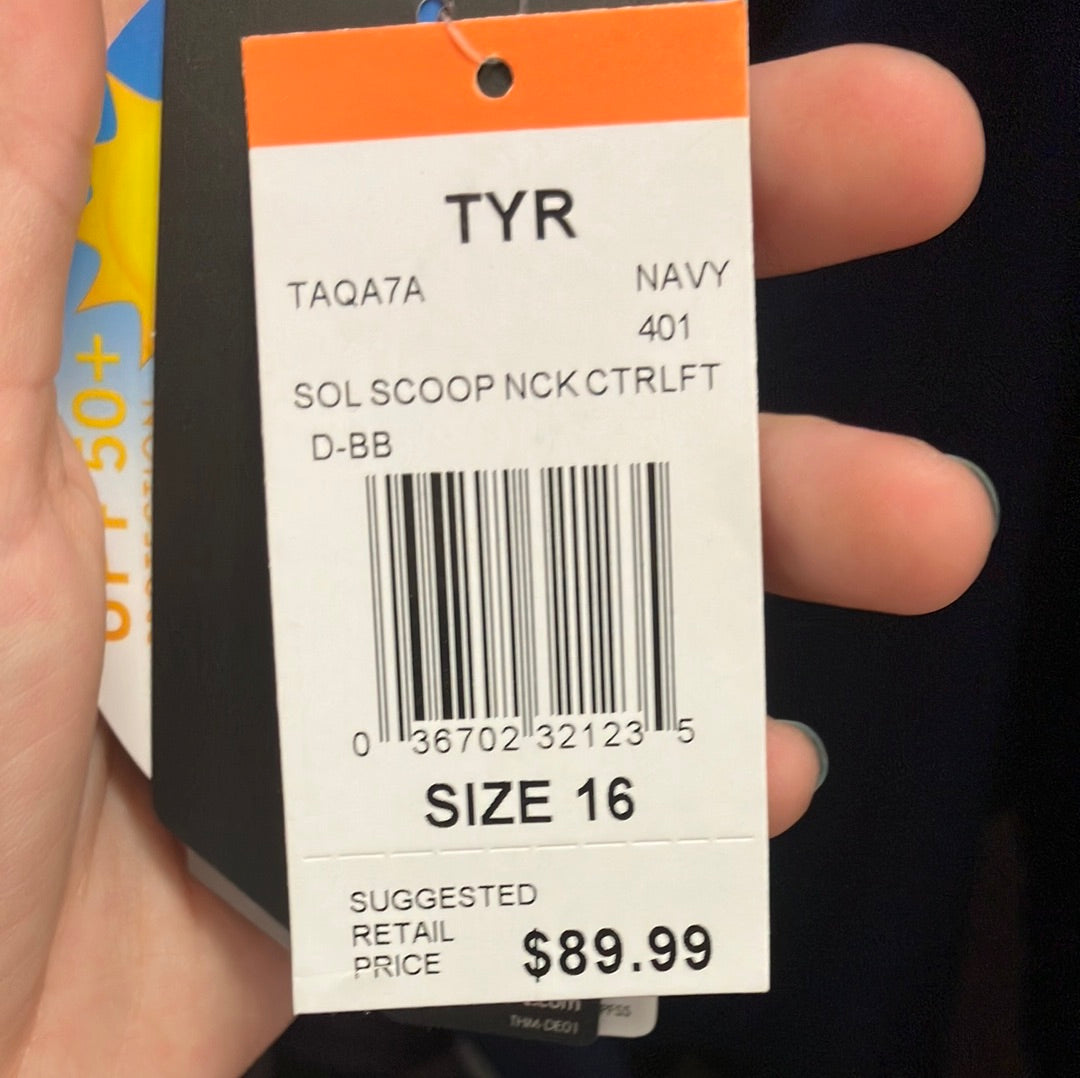 TYR Navy Scoop Neck Control Lift Suit Size 16