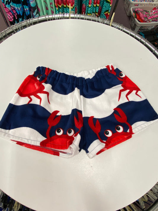 Small Navy Crab Towel Shorts