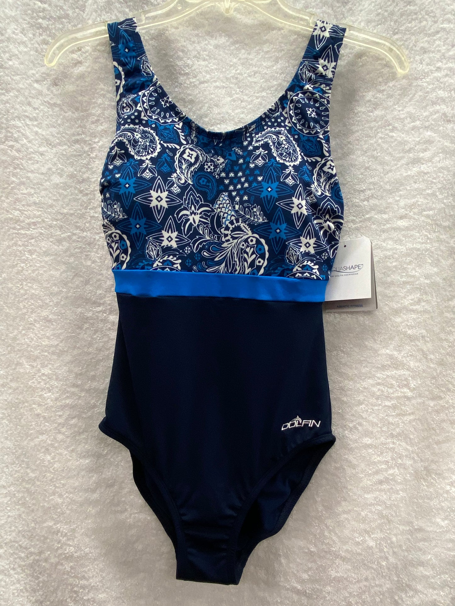 Dolfin Navy Aquatic Fitness Scoop Neck One Piece Size 8