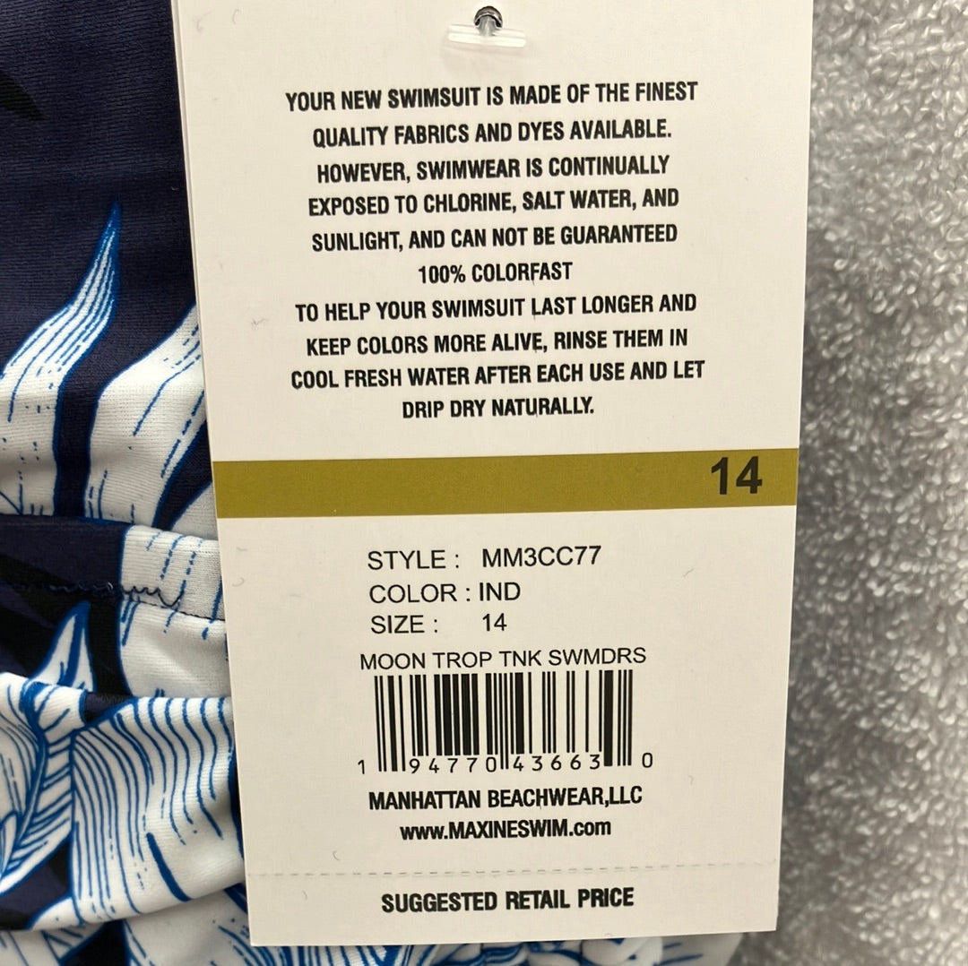Maxine Indigo Moon Trop Tank Swimdress Size 14