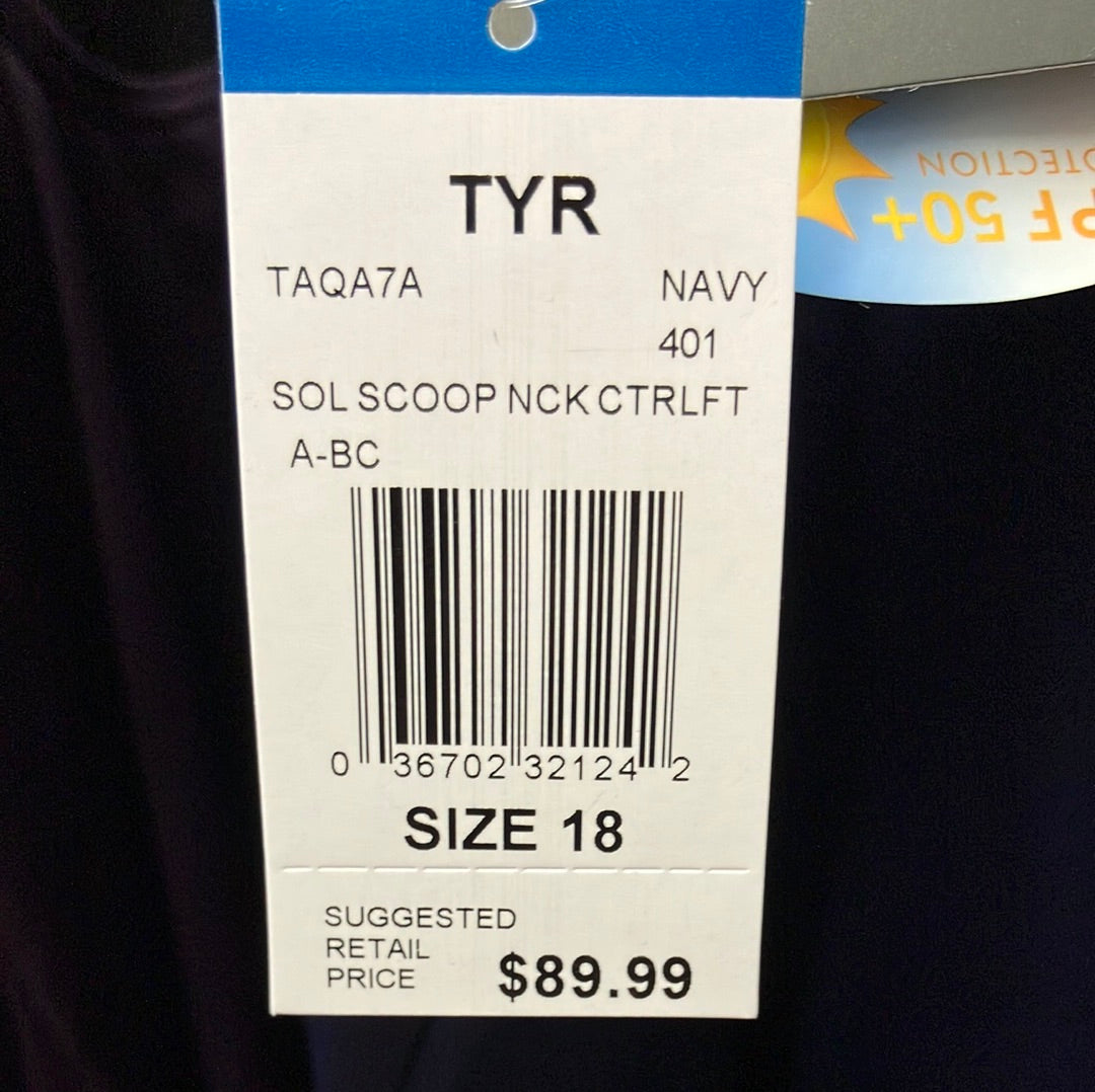 TYR Navy Scoop Neck Control Lift Suit Size 18