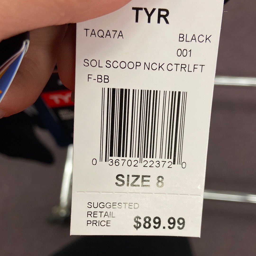 TYR Black Scoop Neck Control Lift Suit Suit Size 8