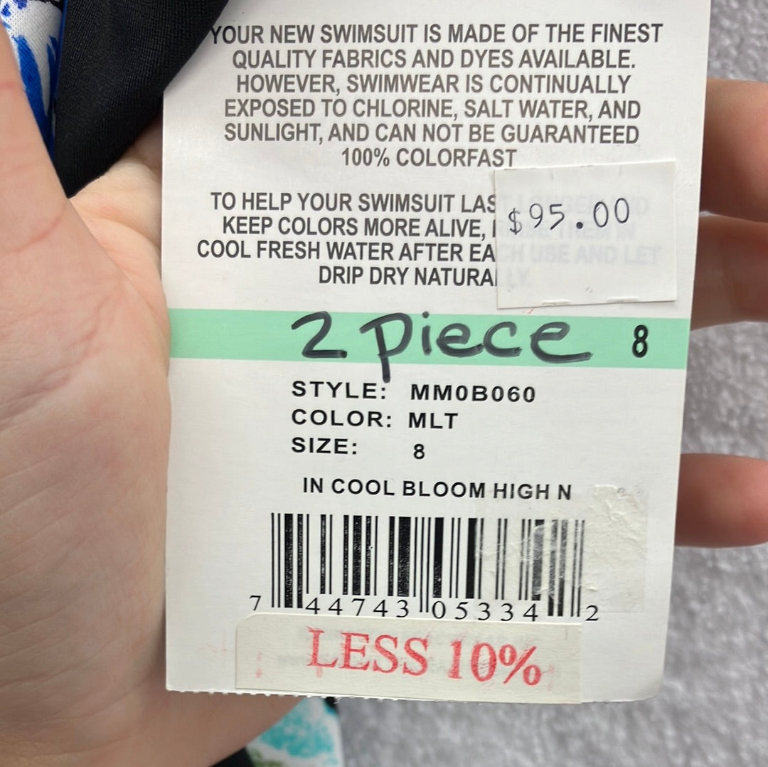 Maxine Multicolor In Cool Bloom High Neck Tankini Size 8