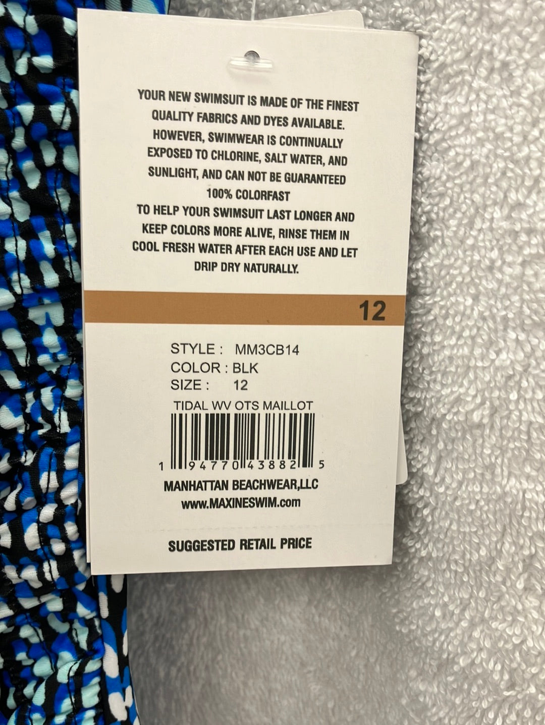 Maxine Black Tidal WV OTS Maillot Size 12
