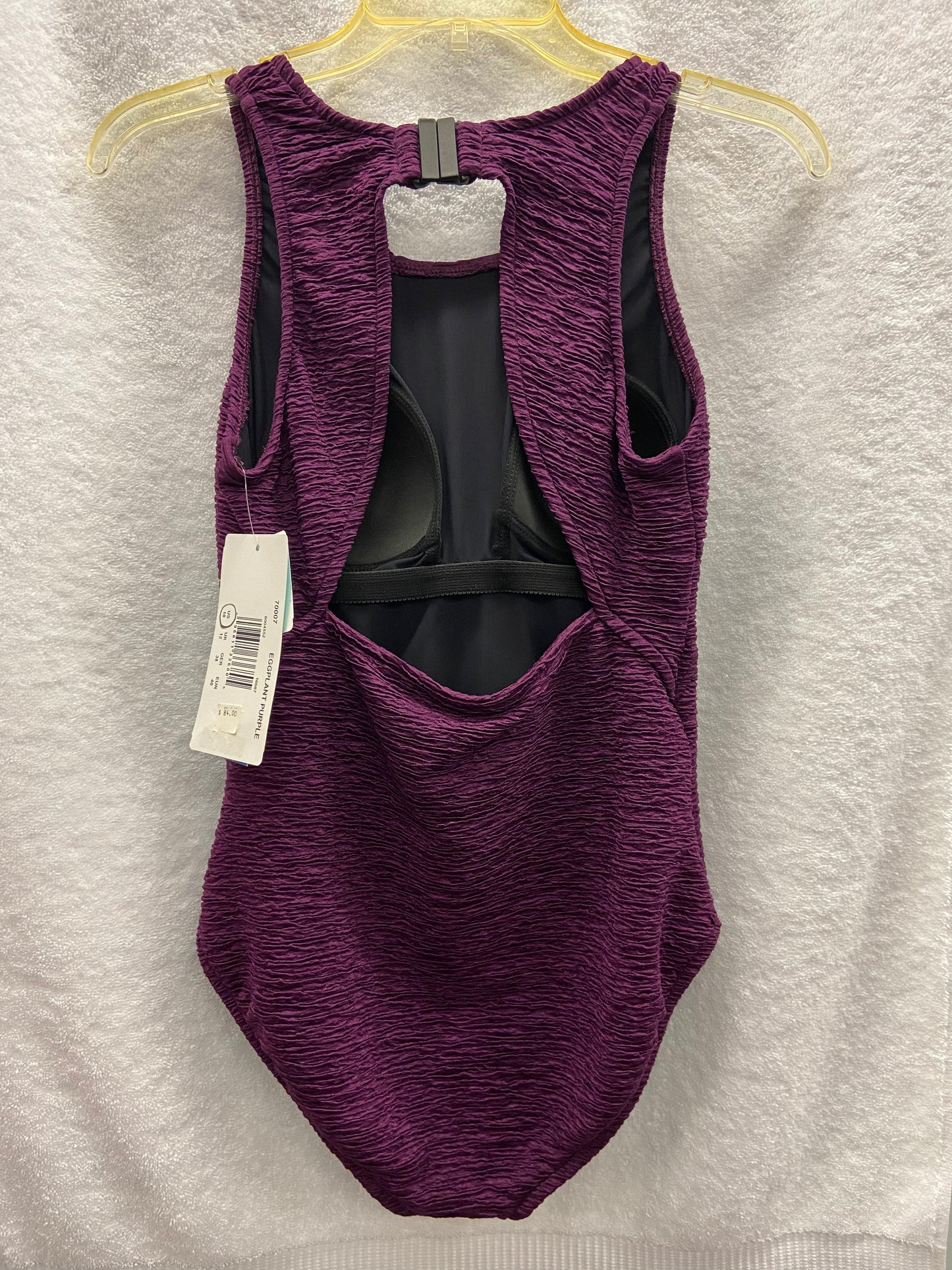 Penbrooke Eggplant Purple One Piece Krinkle Suit Size 10