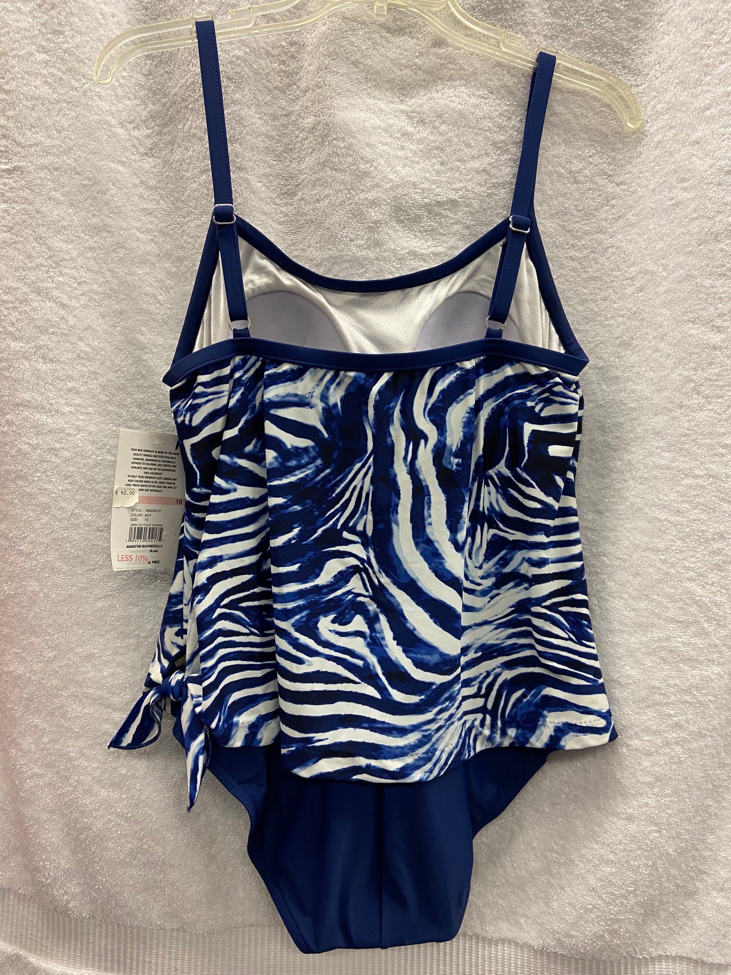 Maxine Navy Zebra Design Faux Tankini Size 10