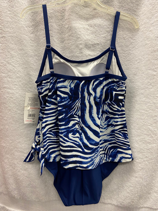 Maxine Navy Zebra Design Faux Tankini Size 10