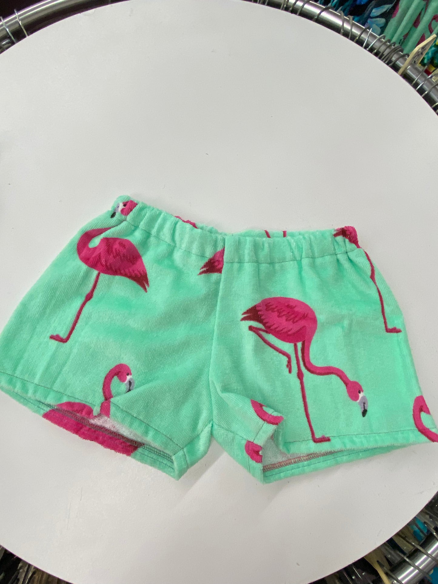 XL Green Flamingo Towel Shorts