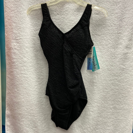 Penbrooke Black One Piece Krinkle Suit Size V Neck Scoop 18W