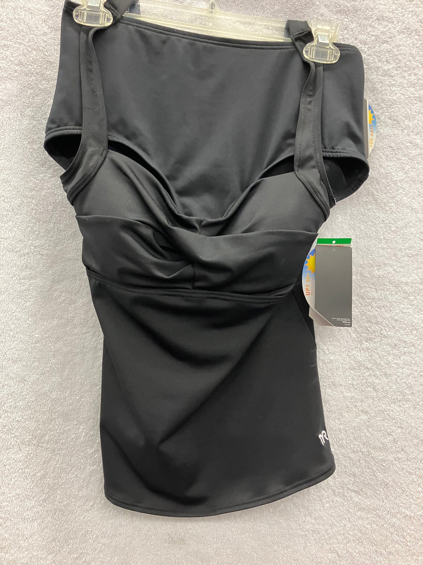 TYR Black Solid Twist Bra Tankini Size 10