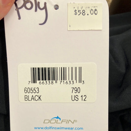 Dolfin Black H Back One Piece Suit Size 12