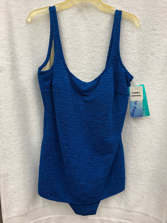 Penbrooke Krinkle Marine Blue One Piece Suit Size 26W