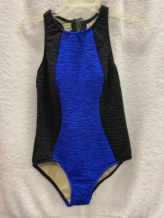 Penbrooke Royal Blue One Piece Krinkle Clip Back Suit Size 10