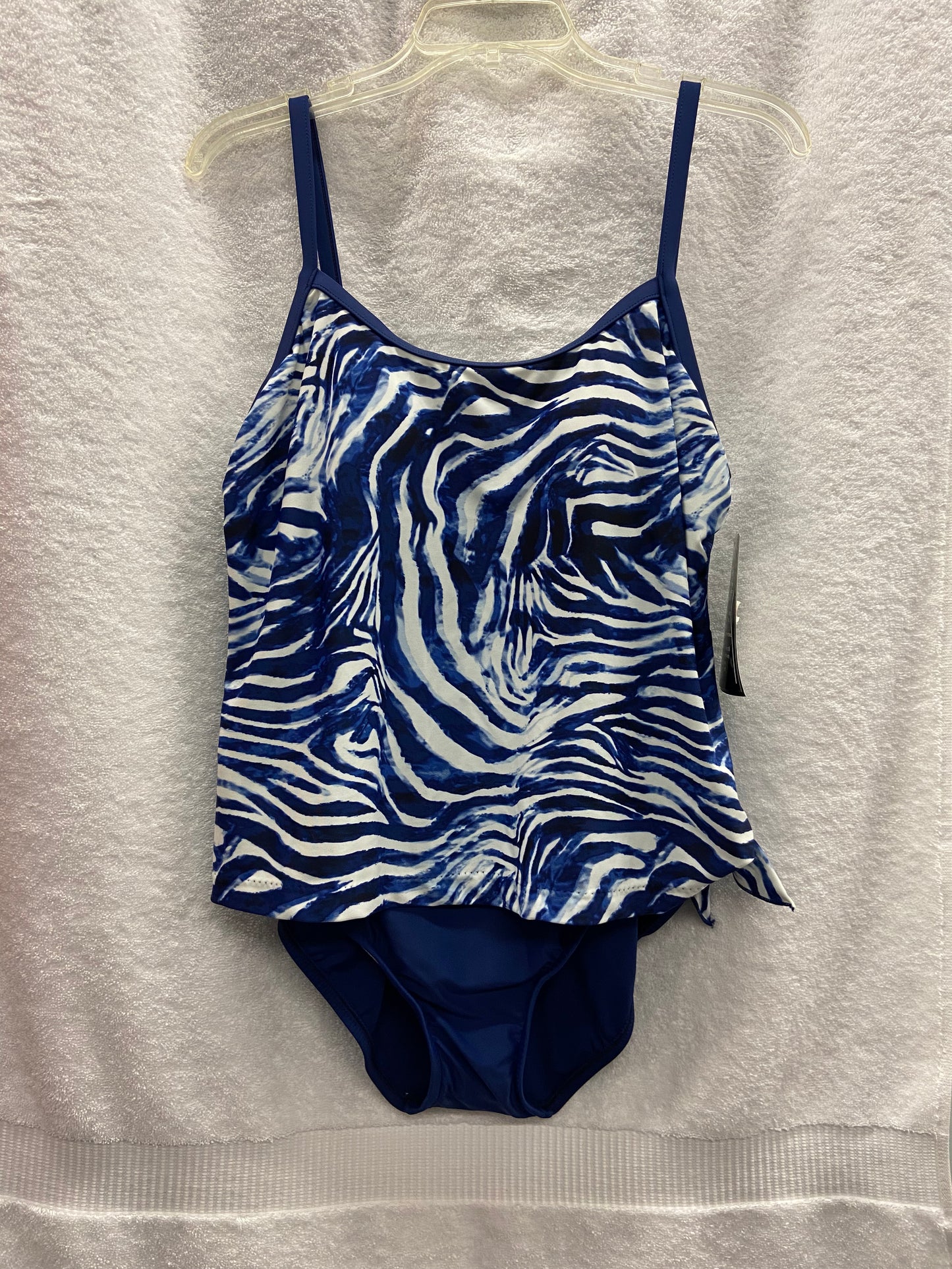 Maxine Navy Zebra Design Faux Tankini Size 10