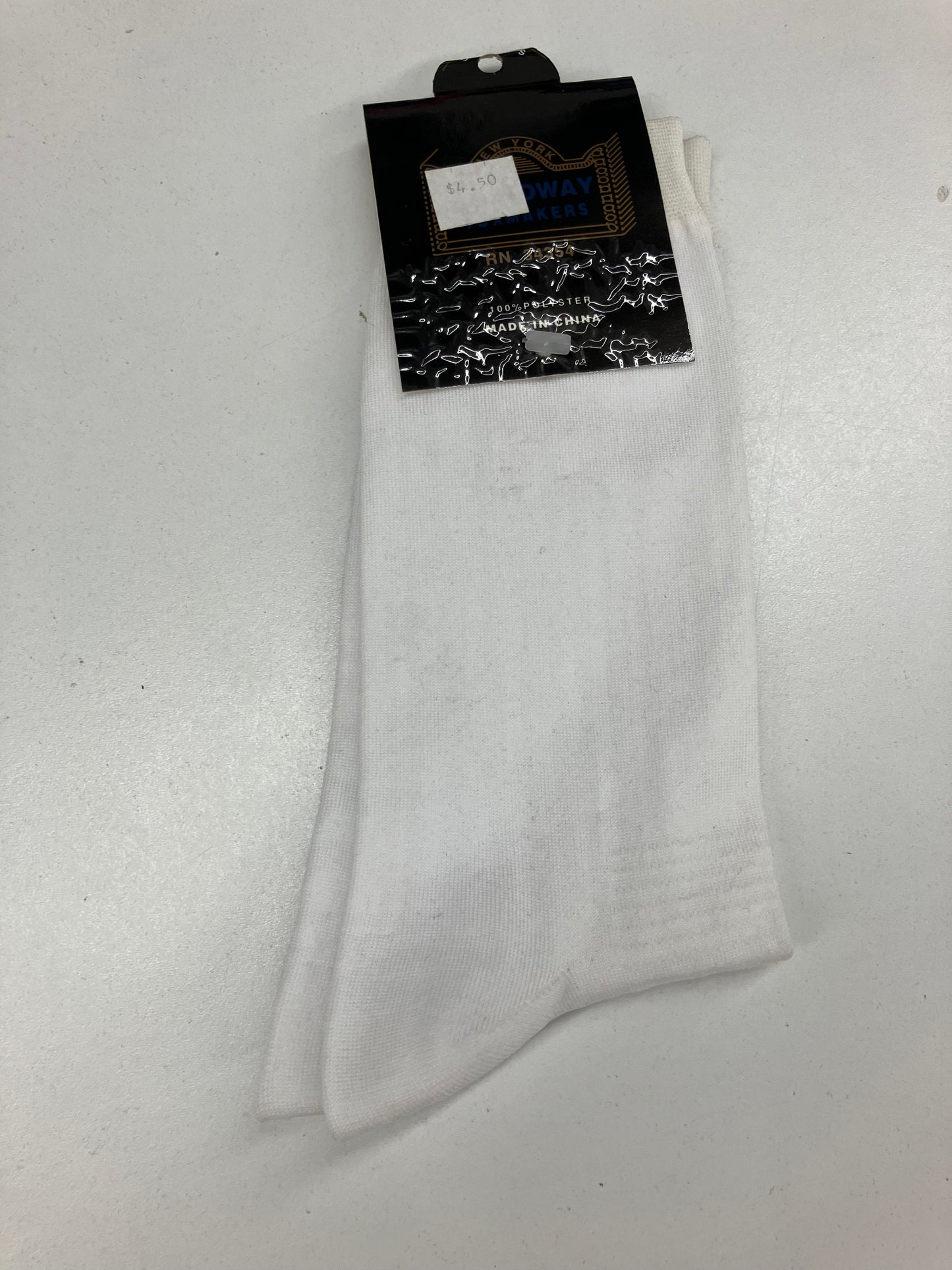 Broadway Tuxmakers White Polyester Socks Size 9-11