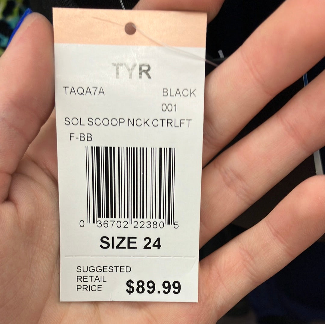 TYR Black Scoop Neck Control Lift Suit Size 24