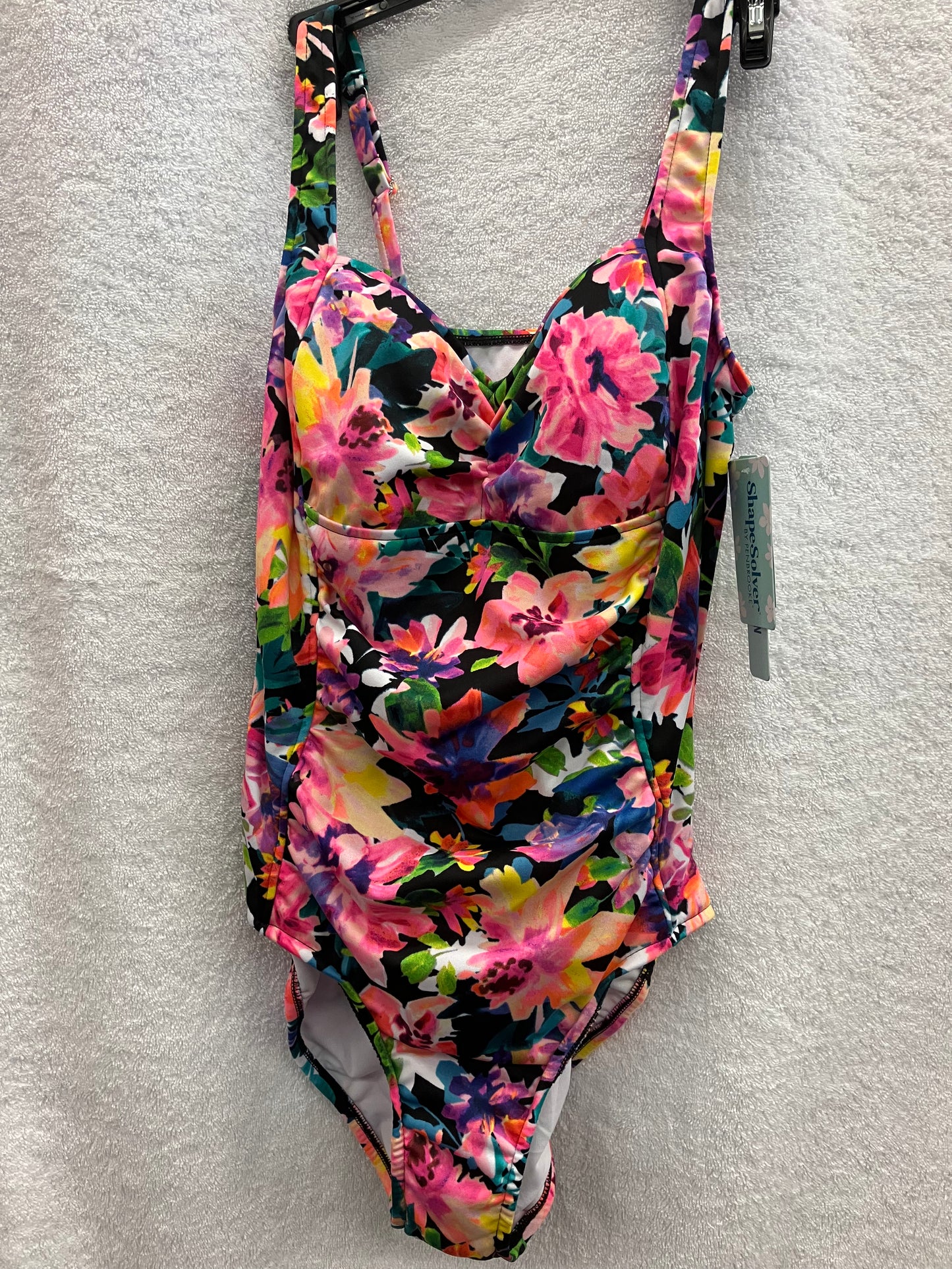 Penbrooke Black/Multicolor Shape Solver One Piece Missy Control Size 12